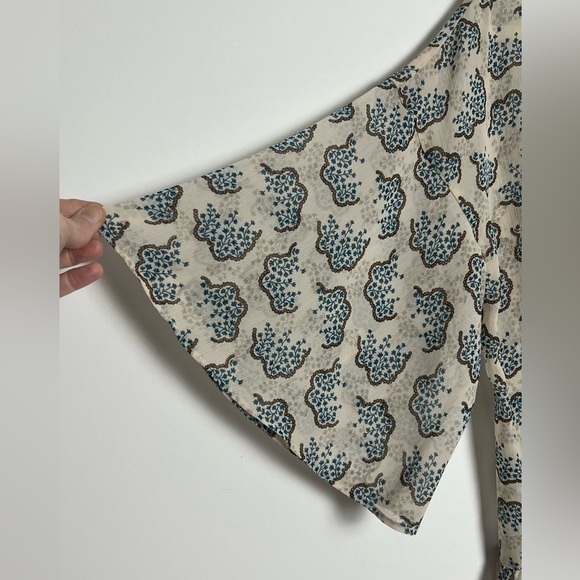 Anna Sui X Uniqlo Chiffon Floral Ruffled Hem Boho Cottagecore Blouse NWOT Sz S - Picture 10 of 12